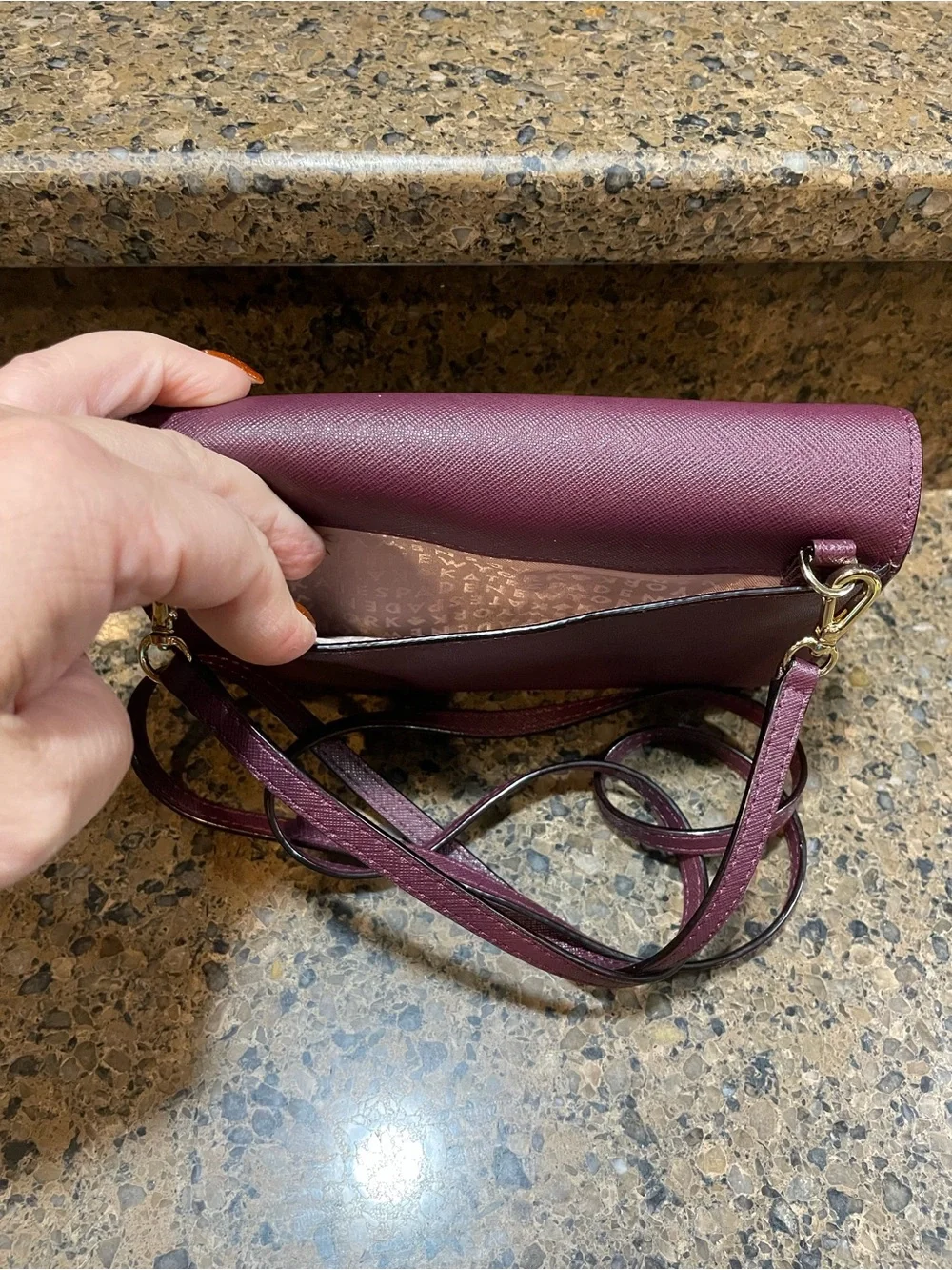 Kate Spade New York Laurel Way Winni Chocolate Cherry Crossbody Wallet Bag